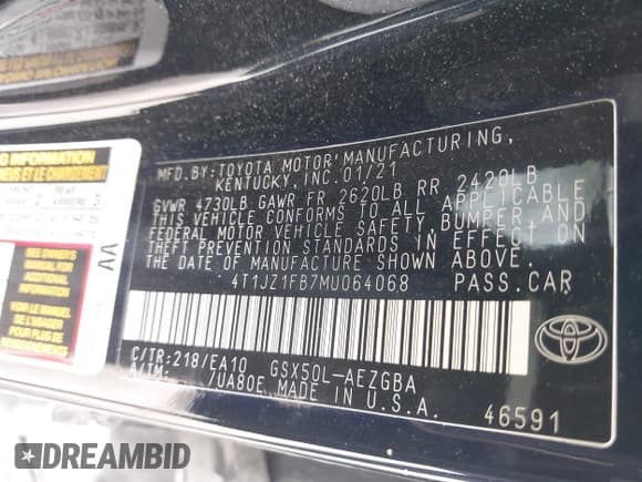 ✅ 2021 Toyota Avalon XLE • VIN: 4T1JZ1FB7MU064068 • Лот: 42654000. Опубликован ранее на IAAI с пробегом 91 457 миль. Бесплатный доступ к архиву аукционных продаж из США и подробный отчёт об истории автомобиля на DreamBid. Изображение 9.