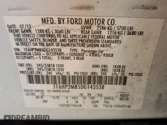 ✅ 2013 Ford Police Interceptor • VIN: 1FAHP2M85DG143538 • Lot: 92512505. Listed on Copart with 216,049 mi. Free auction sales archive from the USA and detailed vehicle history report at DreamBid. Image 13.