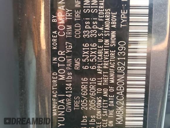 ✅ 2022 Hyundai Kona SE • VIN: KM8K2CAB0NU821390 • Лот: 67681704. Опубликован ранее на Copart с пробегом 23 823 миль. Бесплатный доступ к архиву аукционных продаж из США и подробный отчёт об истории автомобиля на DreamBid. Изображение 13.