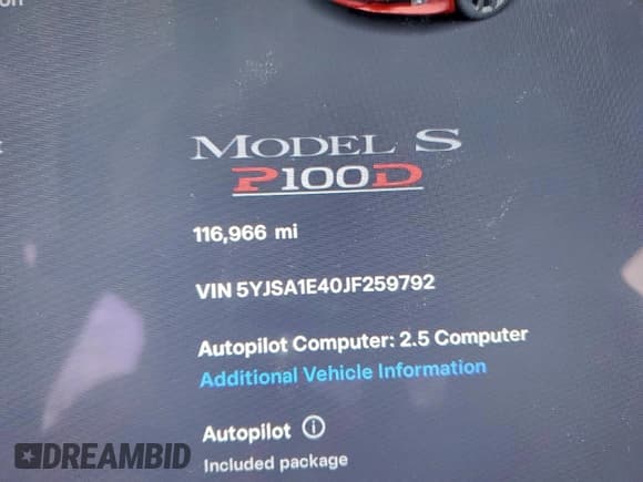 ✅ 2018 Tesla Model S 75D • VIN: 5YJSA1E40JF259792 • Lot: 95349355. Wystawiony na Copart z przebiegiem 116 966 mil. Bezpłatny archiwum sprzedaży aukcyjnych z USA i szczegółowy raport historii pojazdu na DreamBid. Zdjęcie 9.