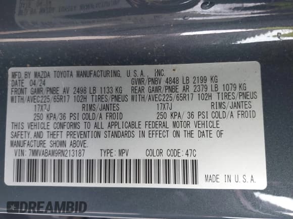 ✅ 2024 Mazda CX-50 S Select • VIN: 7MMVABAM9RN213187 • Lot: 43544022. Wystawiony na IAAI z przebiegiem 26 650 mil. Bezpłatny archiwum sprzedaży aukcyjnych z USA i szczegółowy raport historii pojazdu na DreamBid. Zdjęcie 9.