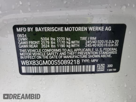 ✅ 2025 BMW X2 M35i • VIN: WBX83GM00S5089218 • Lot: 57597565. Listed on Copart with Not provided. Free auction sales archive from the USA and detailed vehicle history report at DreamBid. Image 13.