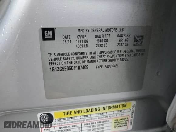 ✅ 2012 Chevrolet Malibu 1LT • VIN: 1G1ZC5E06CF107469 • Lot: 73107994. Listed on Copart with 145,658 mi. Free auction sales archive from the USA and detailed vehicle history report at DreamBid. Image 14.