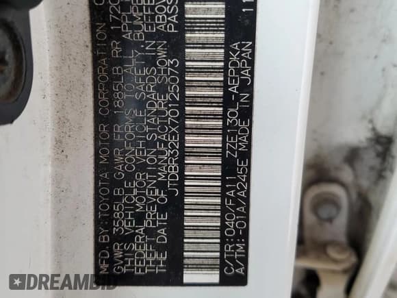 ✅ 2007 Toyota Corolla CE • VIN: JTDBR32EX70125073 • Лот: 80011865. Опубликован ранее на Copart с пробегом 239 324 миль. Бесплатный доступ к архиву аукционных продаж из США и подробный отчёт об истории автомобиля на DreamBid. Изображение 12.