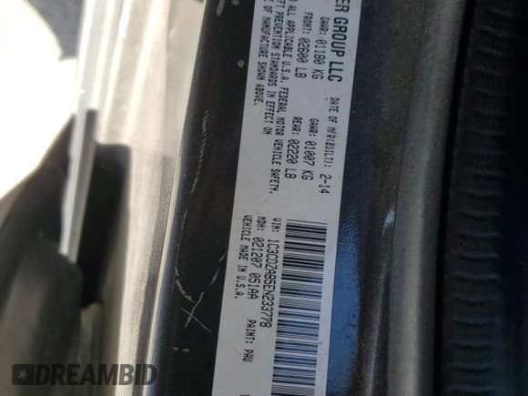 ✅ 2014 Dodge Avenger • VIN: 1C3CDZAB5EN233778 • Lot: 42396435. Wystawiony na Copart z przebiegiem Nie podano. Bezpłatny archiwum sprzedaży aukcyjnych z USA i szczegółowy raport historii pojazdu na DreamBid. Zdjęcie 13.