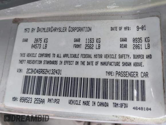 ✅ 2002 Chrysler Concorde LX • VIN: 2C3HD46R62H132431 • Lot: 41705664. Wystawiony na IAAI z przebiegiem 131 340 mil. Bezpłatny archiwum sprzedaży aukcyjnych z USA i szczegółowy raport historii pojazdu na DreamBid. Zdjęcie 9.