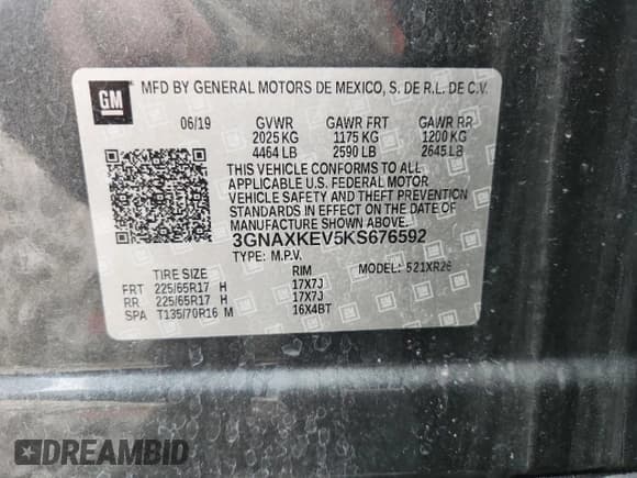 ✅ 2019 Chevrolet Equinox LT • VIN: 3GNAXKEV5KS676592 • Лот: 82431585. Опубликован ранее на Copart с пробегом 67 222 миль. Бесплатный доступ к архиву аукционных продаж из США и подробный отчёт об истории автомобиля на DreamBid. Изображение 12.