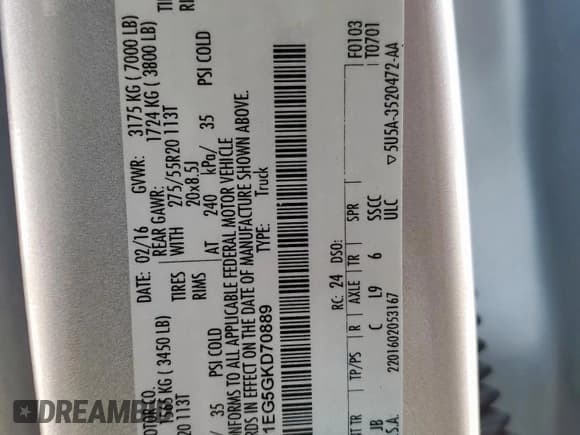 ✅ 2016 Ford F-150 XLT • VIN: 1FTEW1EG5GKD70889 • Лот: 72018815. Опубликован ранее на Copart с пробегом 87 257 миль. Бесплатный доступ к архиву аукционных продаж из США и подробный отчёт об истории автомобиля на DreamBid. Изображение 13.