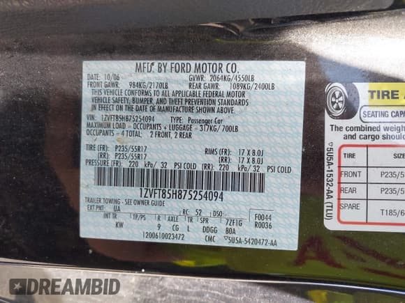 ✅ 2007 Ford Mustang GT Deluxe • VIN: 1ZVFT85H875254094 • Lot: 42593468. Wystawiony na IAAI z przebiegiem 126 596 mil. Bezpłatny archiwum sprzedaży aukcyjnych z USA i szczegółowy raport historii pojazdu na DreamBid. Zdjęcie 9.