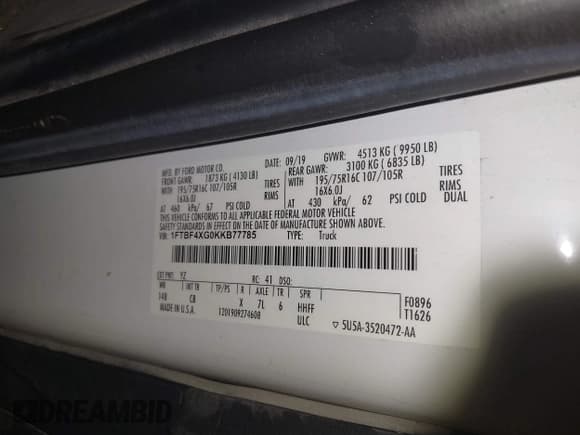 ✅ 2019 Ford Transit • VIN: 1FTBF4XG0KKB77785 • Лот: 41711790. Опубликован ранее на IAAI с пробегом 183 547 миль. Бесплатный доступ к архиву аукционных продаж из США и подробный отчёт об истории автомобиля на DreamBid. Изображение 9.