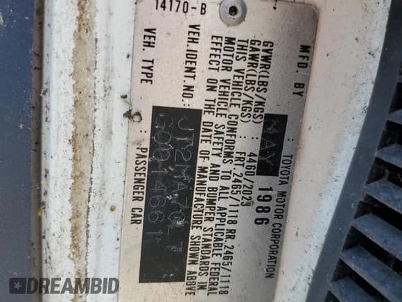 ✅ 1986 Toyota Supra • VIN: JT2MA70L7G0014661 • Лот: 72161554. Опубликован ранее на Copart с пробегом 160 516 миль. Бесплатный доступ к архиву аукционных продаж из США и подробный отчёт об истории автомобиля на DreamBid. Изображение 12.