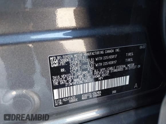 ✅ 2022 Toyota RAV4 XLE • VIN: 2T3W1RFV3NC196552 • Lot: 43136826. Wystawiony na IAAI z przebiegiem 26 833 mil. Bezpłatny archiwum sprzedaży aukcyjnych z USA i szczegółowy raport historii pojazdu na DreamBid. Zdjęcie 9.