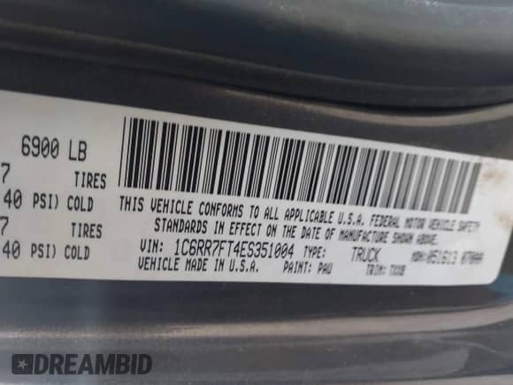 2014 Ram 1500 Express с VIN 1C6RR7FT4ES351004, выставлен на аукционе IAAI как лот 42141410 с пробегом 171 645 миль миль и . История ставок и продаж доступна на DreamBid. Изображение 9.