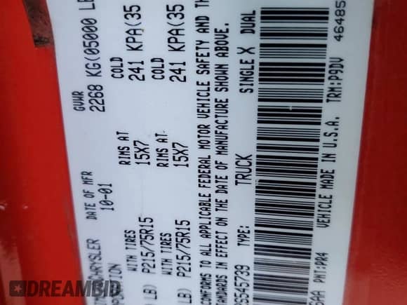 2002 Dodge Dakota Sport z VIN 1B7FL36X72S545739, wystawiony jako Copart lot #71030045 z przebiegiem 116 936 mil mil oraz Szkoda całkowita • Salvage title. Historia ofert i sprzedaży dostępna na DreamBid. Obrazek 12.