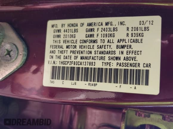 ✅ 2012 Honda Accord EX-L • VIN: 1HGCP2F80CA137893 • Lot: 42823130. Wystawiony na IAAI z przebiegiem 126 654 mil. Bezpłatny archiwum sprzedaży aukcyjnych z USA i szczegółowy raport historii pojazdu na DreamBid. Zdjęcie 9.