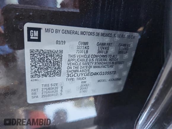 ✅ 2019 Chevrolet Silverado 1500 LTZ • VIN: 3GCUYGED4KG105573 • Lot: 89735075. Wystawiony na Copart z przebiegiem 168 318 mil. Bezpłatny archiwum sprzedaży aukcyjnych z USA i szczegółowy raport historii pojazdu na DreamBid. Zdjęcie 12.