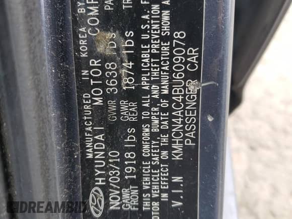 2011 Hyundai Accent GLS z VIN KMHCN4AC4BU609078, wystawiony jako Copart lot #73841884 z przebiegiem Nie podano mil oraz Szkoda całkowita • Salvage title. Historia ofert i sprzedaży dostępna na DreamBid. Obrazek 14.