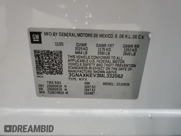 ✅ 2021 Chevrolet Equinox LT • VIN: 3GNAXKEV3ML332062 • Лот: 84959835. Опубликован ранее на Copart с пробегом 131 655 миль. Бесплатный доступ к архиву аукционных продаж из США и подробный отчёт об истории автомобиля на DreamBid. Изображение 13.