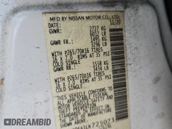 ✅ 2020 Nissan Frontier S • VIN: 1N6ED0EA1LN725073 • Лот: 81779785. Опубликован ранее на Copart с пробегом 119 066 миль. Бесплатный доступ к архиву аукционных продаж из США и подробный отчёт об истории автомобиля на DreamBid. Изображение 12.