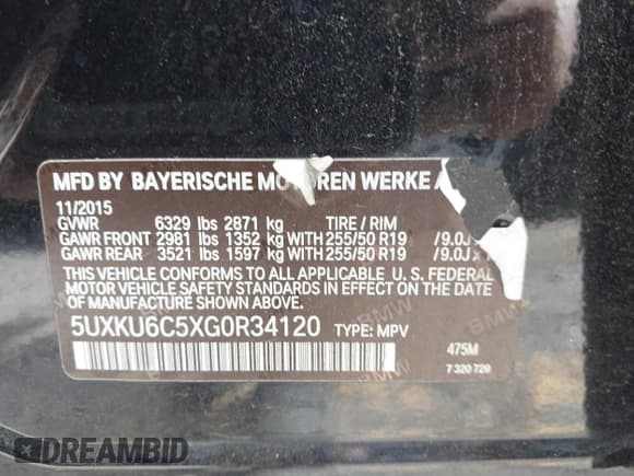 ✅ 2016 BMW X6 xDrive50i • VIN: 5UXKU6C5XG0R34120 • Lot: 43116486. Listed on IAAI with 177,755 mi. Free auction sales archive from the USA and detailed vehicle history report at DreamBid. Image 9.