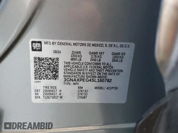 ✅ 2025 Chevrolet Equinox AWD LT • VIN: 3GNAXPEG4SL160782 • Lot: 65522045. Wystawiony na Copart z przebiegiem 4 119 mil. Bezpłatny archiwum sprzedaży aukcyjnych z USA i szczegółowy raport historii pojazdu na DreamBid. Zdjęcie 13.