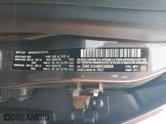 ✅ 2022 Maserati Levante GT • VIN: ZN661XUA6NX388884 • Лот: 81075525. Опубликован ранее на Copart с пробегом 41 021 миль. Бесплатный доступ к архиву аукционных продаж из США и подробный отчёт об истории автомобиля на DreamBid. Изображение 12.