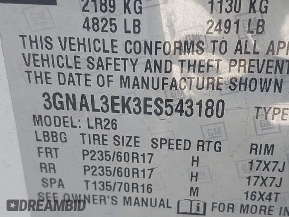 ✅ 2014 Chevrolet Captiva Sport LT • VIN: 3GNAL3EK3ES543180 • Lot: 41860478. Wystawiony na IAAI z przebiegiem 167 336 mil. Bezpłatny archiwum sprzedaży aukcyjnych z USA i szczegółowy raport historii pojazdu na DreamBid. Zdjęcie 9.
