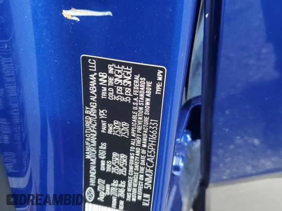 2023 Hyundai Tucson SEL with VIN 5NMJFCAE5PH166331, listed as a Copart auction lot 84397595 with 29,577 mi miles and Salvage title. Bid and sale history available at DreamBid. Image 13.