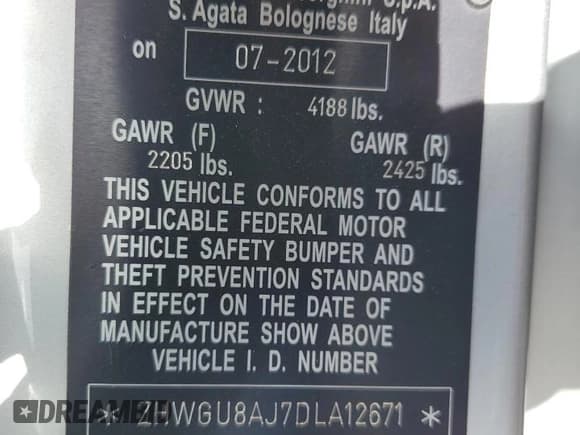 ✅ 2013 Lamborghini Gallardo • VIN: ZHWGU8AJ7DLA12671 • Lot: 75721804. Listed on Copart with 14,849 mi. Free auction sales archive from the USA and detailed vehicle history report at DreamBid. Image 13.