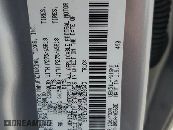 ✅ 2018 Toyota Tundra SR5 • VIN: 5TFEY5F1XJX230343 • Лот: 62819685. Опубликован ранее на Copart с пробегом 156 807 миль. Бесплатный доступ к архиву аукционных продаж из США и подробный отчёт об истории автомобиля на DreamBid. Изображение 13.