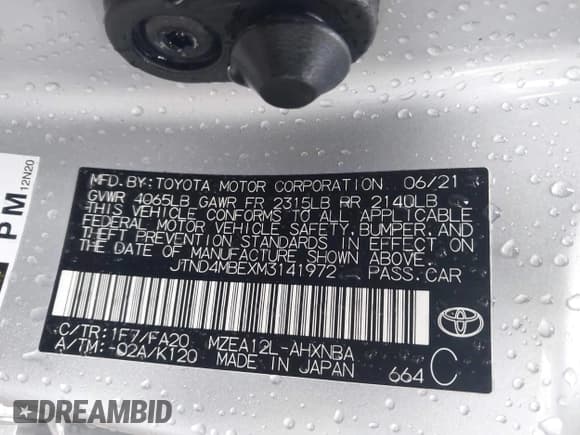 ✅ 2021 Toyota Corolla SE • VIN: JTND4MBEXM3141972 • Лот: 43783663. Опубликован ранее на IAAI с пробегом 50 114 миль. Бесплатный доступ к архиву аукционных продаж из США и подробный отчёт об истории автомобиля на DreamBid. Изображение 9.