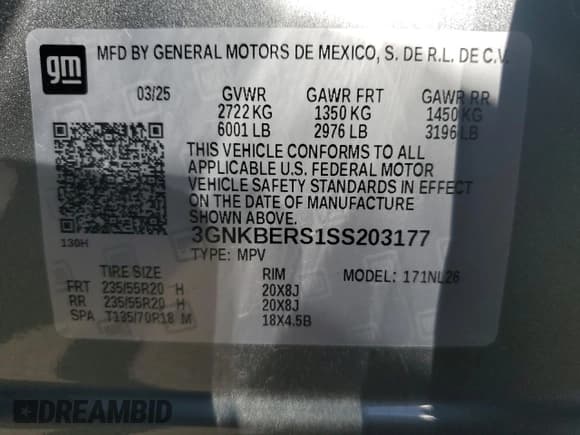 ✅ 2025 Chevrolet Blazer RS • VIN: 3GNKBERS1SS203177 • Lot: 87274505. Listed on Copart with 9,333 mi. Free auction sales archive from the USA and detailed vehicle history report at DreamBid. Image 14.