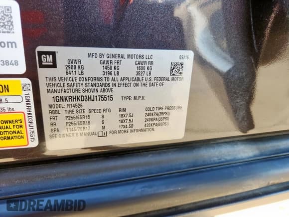 ✅ 2017 Chevrolet Traverse LT • VIN: 1GNKRHKD3HJ175515 • Lot: 82062645. Wystawiony na Copart z przebiegiem 91 559 mil. Bezpłatny archiwum sprzedaży aukcyjnych z USA i szczegółowy raport historii pojazdu na DreamBid. Zdjęcie 14.