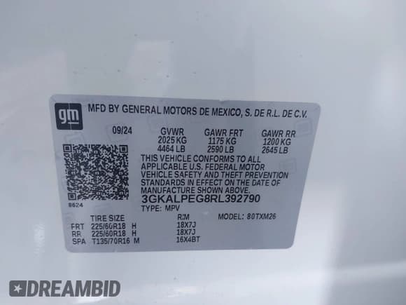 ✅ 2024 GMC Terrain SLT • VIN: 3GKALPEG8RL392790 • Лот: 43415891. Опубликован ранее на IAAI с пробегом 12 047 миль. Бесплатный доступ к архиву аукционных продаж из США и подробный отчёт об истории автомобиля на DreamBid. Изображение 9.