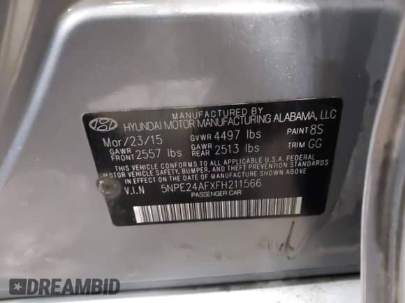 ✅ 2015 Hyundai Sonata SE • VIN: 5NPE24AFXFH211566 • Lot: 43193389. Listed on IAAI with 113,185 mi. Free auction sales archive from the USA and detailed vehicle history report at DreamBid. Image 9.