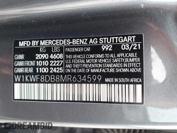 ✅ 2021 Mercedes-Benz C 300 • VIN: W1KWF8DB8MR634599 • Лот: 42516375. Опубликован ранее на IAAI с пробегом 31 000 миль. Бесплатный доступ к архиву аукционных продаж из США и подробный отчёт об истории автомобиля на DreamBid. Изображение 9.