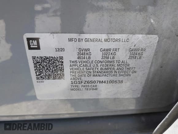 ✅ 2021 Chevrolet Bolt EV Premier • VIN: 1G1FZ6S07M4100538 • Lot: 42534004. Listed on IAAI with 60,488 mi. Free auction sales archive from the USA and detailed vehicle history report at DreamBid. Image 9.