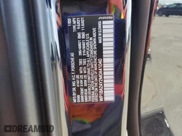 ✅ 2021 Porsche Cayenne • VIN: WP1BA2AY2MDA41040 • Lot: 91863955. Listed on Copart with 16,187 mi. Free auction sales archive from the USA and detailed vehicle history report at DreamBid. Image 13.