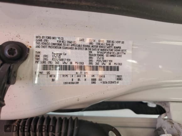 ✅ 2014 Ford Focus Electric • VIN: 1FADP3R41EL281774 • Lot: 63690885. Listed on Copart with 75,553 mi. Free auction sales archive from the USA and detailed vehicle history report at DreamBid. Image 13.