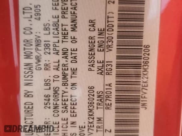 ✅ 2019 Infiniti Q60 Red Sport 400 • VIN: JN1FV7EK2KM360206 • Lot: 91871305. Listed on Copart with 38,626 mi. Free auction sales archive from the USA and detailed vehicle history report at DreamBid. Image 12.