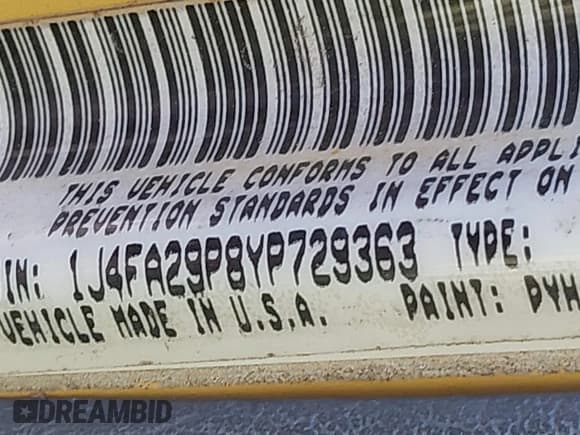 ✅ 2000 Jeep Wrangler SE • VIN: 1J4FA29P8YP729363 • Лот: 43685505. Опубликован ранее на IAAI с пробегом 176 196 миль. Бесплатный доступ к архиву аукционных продаж из США и подробный отчёт об истории автомобиля на DreamBid. Изображение 9.