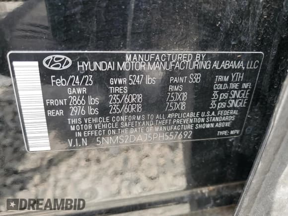 ✅ 2023 Hyundai Santa Fe SEL • VIN: 5NMS2DAJ5PH557692 • Lot: 63784944. Wystawiony na Copart z przebiegiem 52 374 mil. Bezpłatny archiwum sprzedaży aukcyjnych z USA i szczegółowy raport historii pojazdu na DreamBid. Zdjęcie 13.