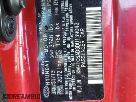 ✅ 2013 Hyundai Veloster w/Gray Int • VIN: KMHTC6AD3DU139042 • Lot: 85722614. Wystawiony na Copart z przebiegiem 133 184 mil. Bezpłatny archiwum sprzedaży aukcyjnych z USA i szczegółowy raport historii pojazdu na DreamBid. Zdjęcie 12.