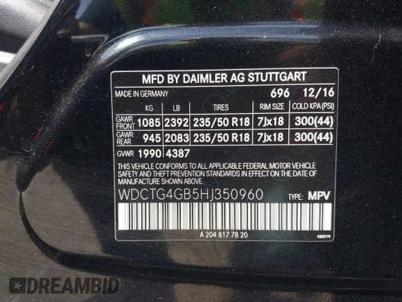 ✅ 2017 Mercedes-Benz GLA 250 • VIN: WDCTG4GB5HJ350960 • Lot: 43183934. Wystawiony na IAAI z przebiegiem 110 611 mil. Bezpłatny archiwum sprzedaży aukcyjnych z USA i szczegółowy raport historii pojazdu na DreamBid. Zdjęcie 9.