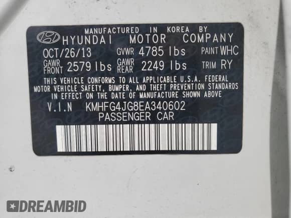 ✅ 2014 Hyundai Azera • VIN: KMHFG4JG8EA340602 • Lot: 49122045. Wystawiony na Copart z przebiegiem 110 347 mil mil. Skorzystaj z bezpłatnego archiwum sprzedaży aukcyjnych z USA i zobacz szczegółowy raport historii pojazdu na DreamBid. Zdjęcie 13.