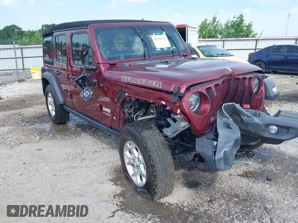 ✅ 2021 Jeep Wrangler Unlimited Sport S • VIN: 1C4HJXDG0MW709711 • Lot: 42394165. Listed on IAAI with 52,916 mi. Free auction sales archive from the USA and detailed vehicle history report at DreamBid. Image 1.