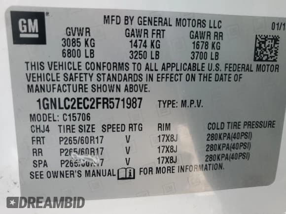 ✅ 2015 Chevrolet Tahoe Commercial • VIN: 1GNLC2EC2FR571987 • Lot: 45346895. Wystawiony na Copart z przebiegiem 106 708 mil. Bezpłatny archiwum sprzedaży aukcyjnych z USA i szczegółowy raport historii pojazdu na DreamBid. Zdjęcie 12.