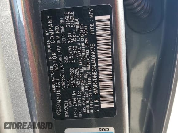 ✅ 2022 Hyundai Palisade Calligraphy • VIN: KM8R7DHE3NU408076 • Лот: 47955085. Опубликован ранее на Copart с пробегом 62 371 миль. Бесплатный доступ к архиву аукционных продаж из США и подробный отчёт об истории автомобиля на DreamBid. Изображение 13.