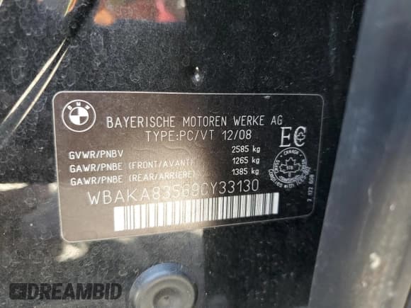 ✅ 2009 BMW 7 Series 750i • VIN: WBAKA83569CY33130 • Lot: 69126755. Listed on Copart with 142,892 mi. Free auction sales archive from the USA and detailed vehicle history report at DreamBid. Image 12.