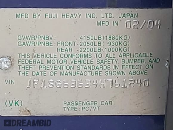 ✅ 2004 Subaru Forester X • VIN: JF1SG63634H761240 • Лот: 43643692. Опубликован ранее на IAAI с пробегом 195 465 миль. Бесплатный доступ к архиву аукционных продаж из США и подробный отчёт об истории автомобиля на DreamBid. Изображение 9.